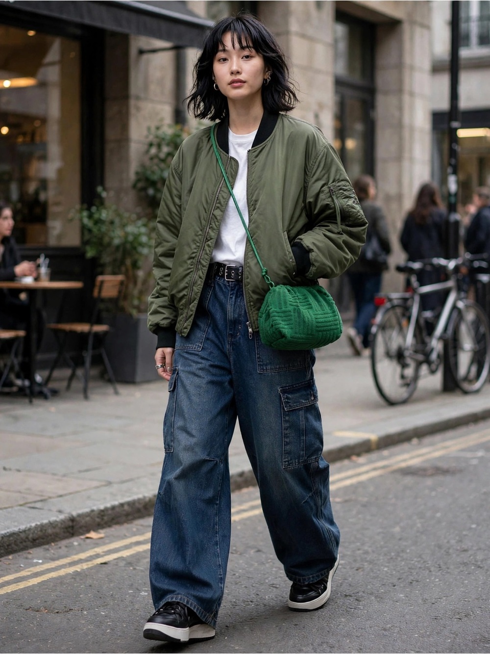 Textured Terry Cloth Green Crossbody bag